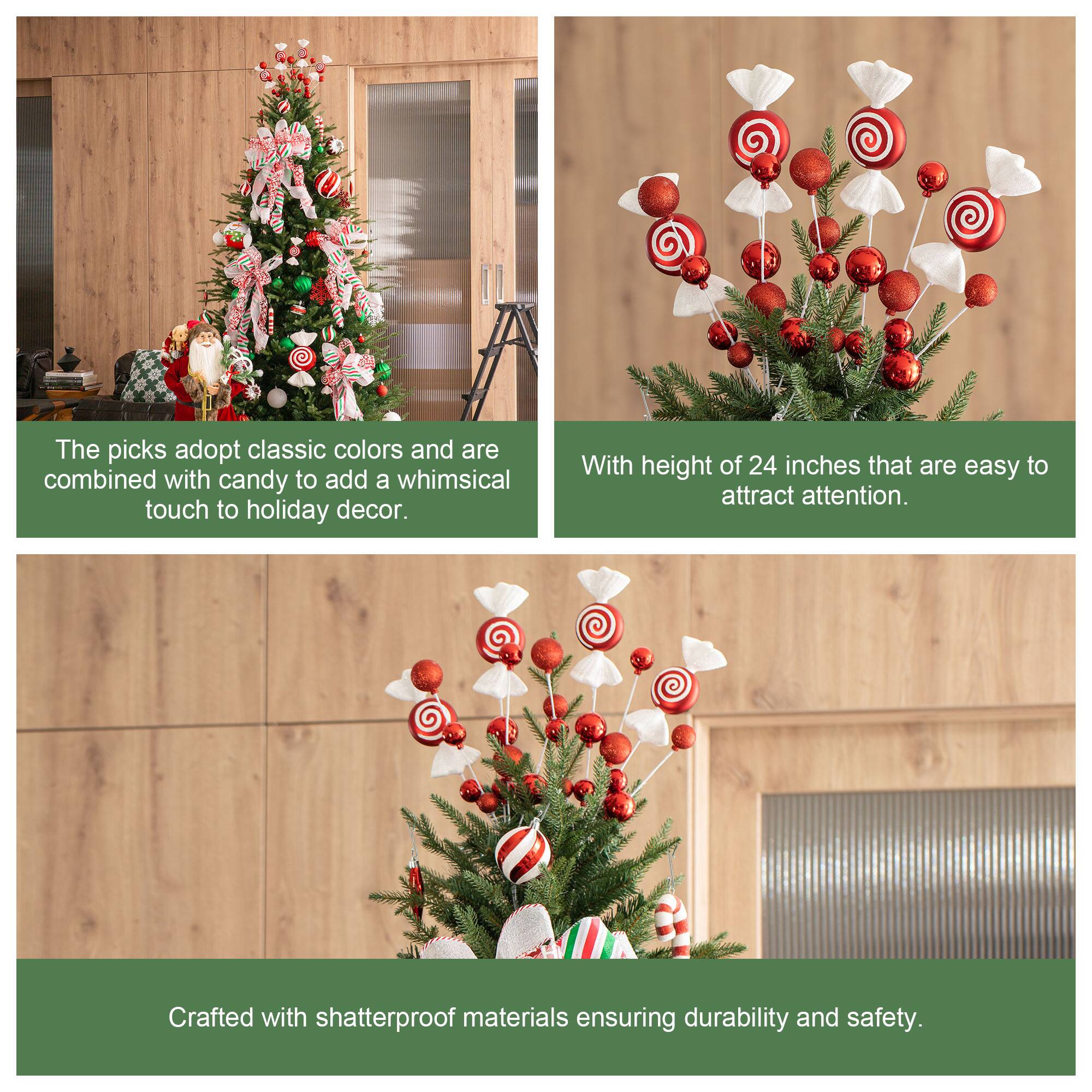 Glitzhome® 24" Christmas Red & White Candy Pick, 4ct.